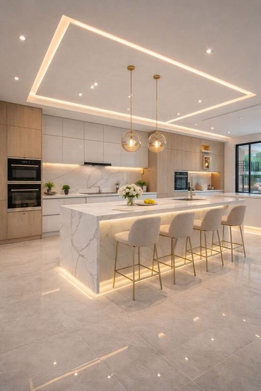 Área gourmet em porcelanato e granito